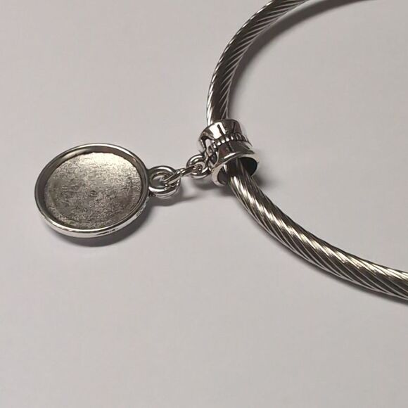 Silver Smiley Face Dangle Charm for Pandora Style Bracelet - Picture 4 of 4